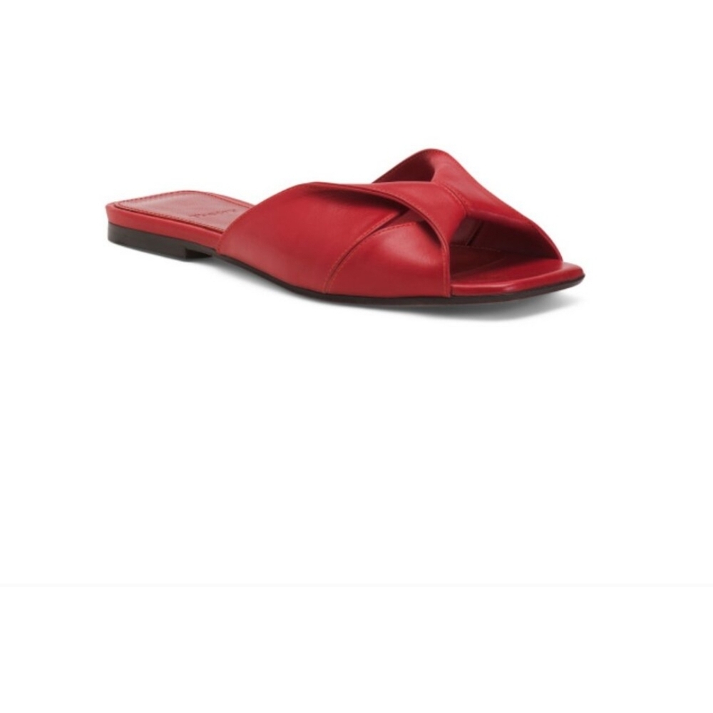Theory Women's Twisted Sandal Slide Open Toe Red